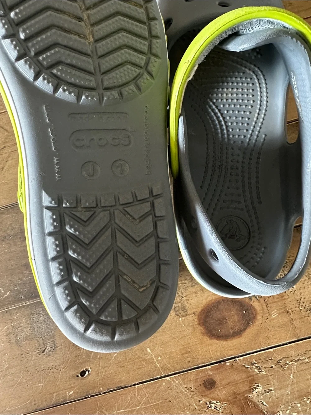 Kids Grey and Lime Green Comfort croc Sandals
